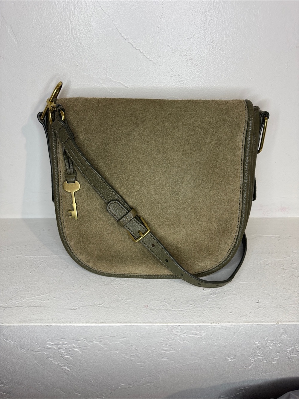 Fossil Rumi olive green pebbled leather crossbody